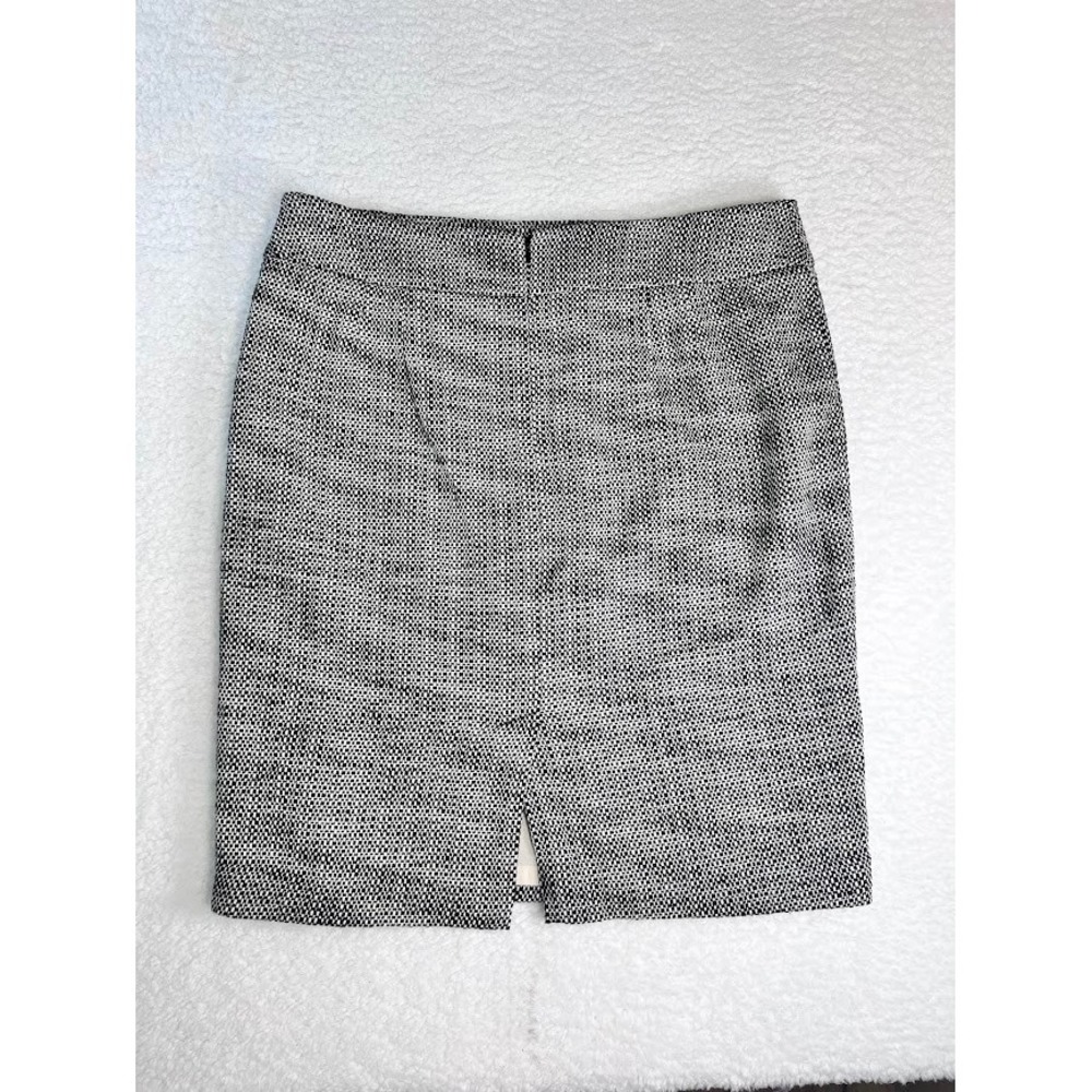 Ann Taylor LOFT Black White Textured Basketweave Pencil Skirt Size 14 Lined Work - Picture 5 of 6